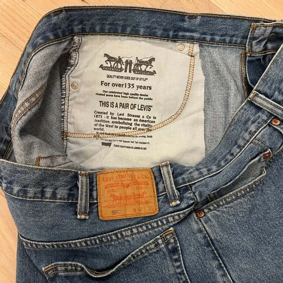 Levis 550 Relaxed Fit Mens Jeans 42x30 Medium Wash Denim Cotton 550-0216 Y2K - Picture 9 of 12